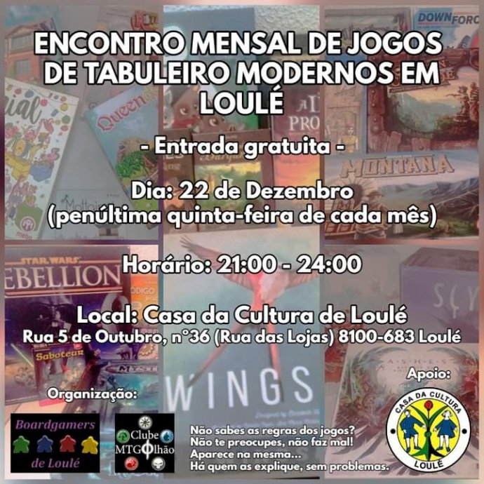 ENCONTRO MENSAL DE JOGOS DE TABULEIRO - DEZEMBRO