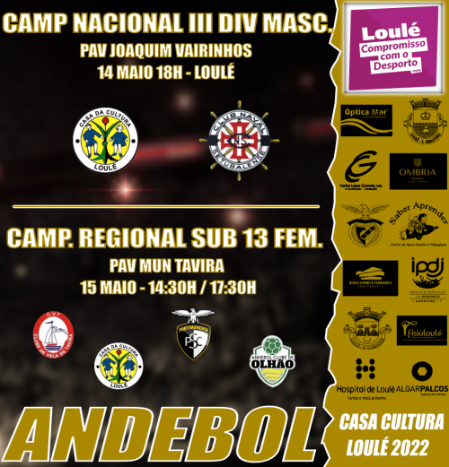 Andebol Casa Cultura Loulé jogos 14 e 15 Maio 2022 
