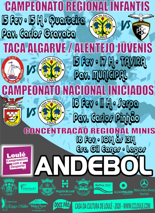 Andebol Casa da Cultura Loulé 15 e 16 fevereiro