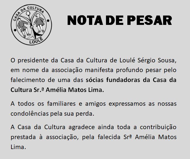 Nota de Pesar - Falecimento de Amélia Matos Lima