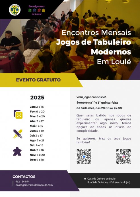 JOGOS DE TABULEIRO - NOVAS DATAS MENSAIS